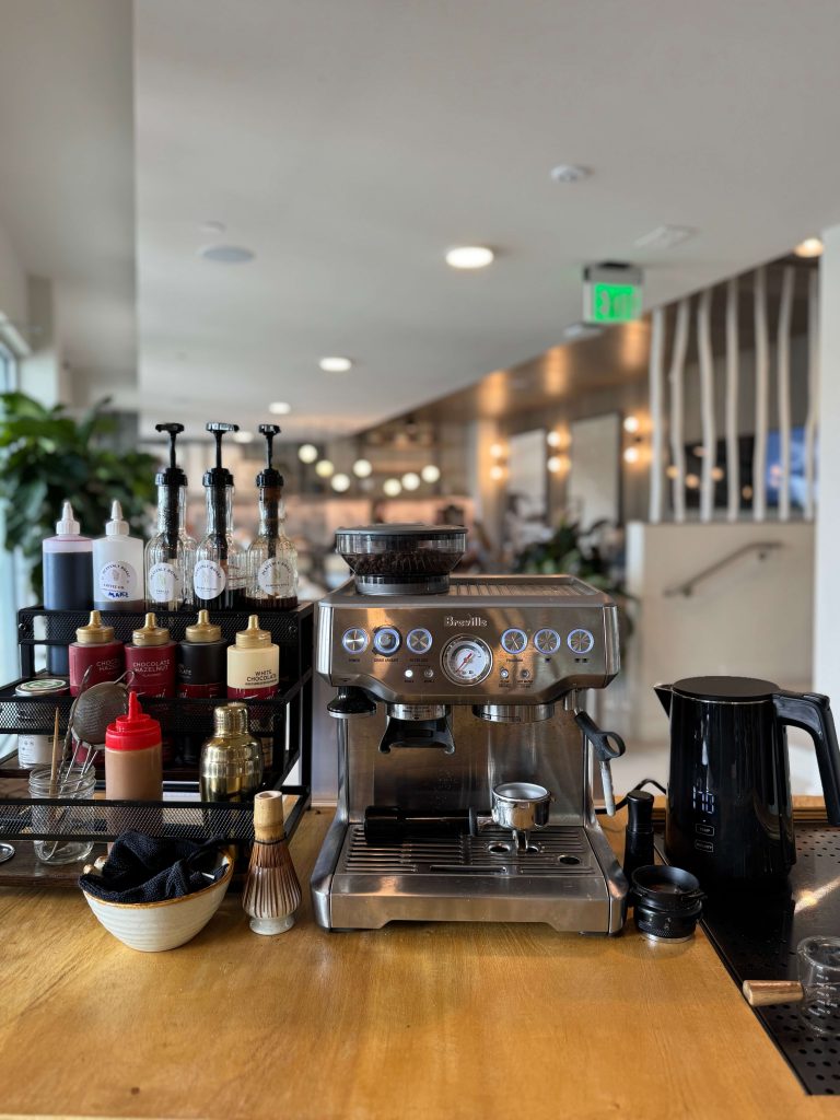 Heavenly Roast espresso machine setup in a beautiful event space