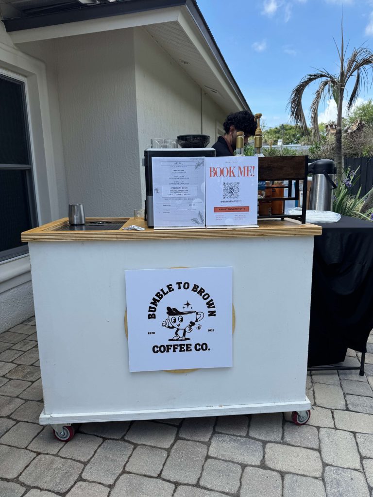 Heavenly Roast coffee cart setup at a private event